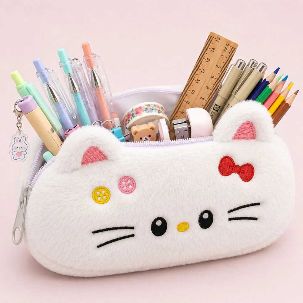 Customised Pencil Pouch with 3D Ears | Birthday Gift for Kids | Plush Faux Fur Pencil Box - Image 28