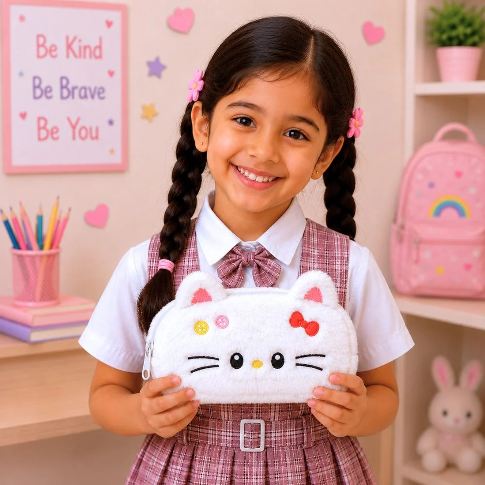 Customised Pencil Pouch with 3D Ears | Birthday Gift for Kids | Plush Faux Fur Pencil Box - Image 29