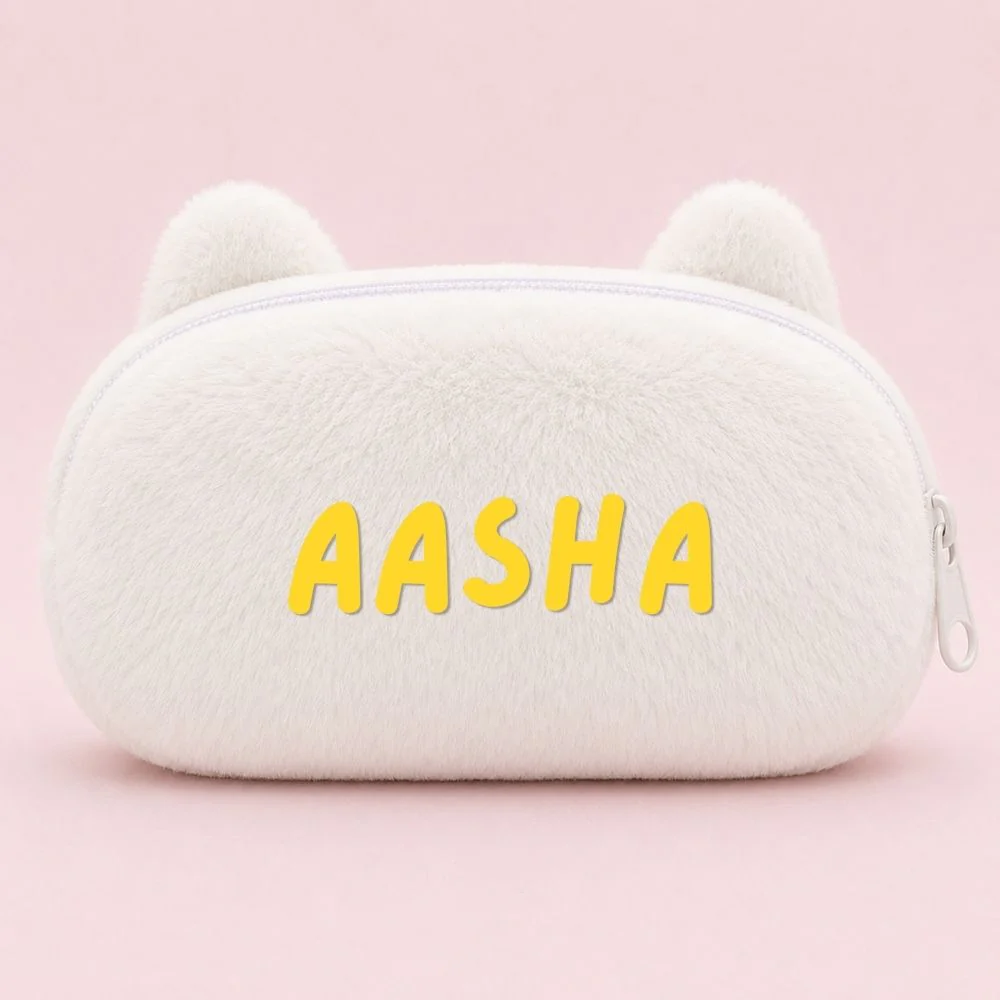 Customised Pencil Pouch with 3D Ears | Birthday Gift for Kids | Plush Faux Fur Pencil Box - Image 30