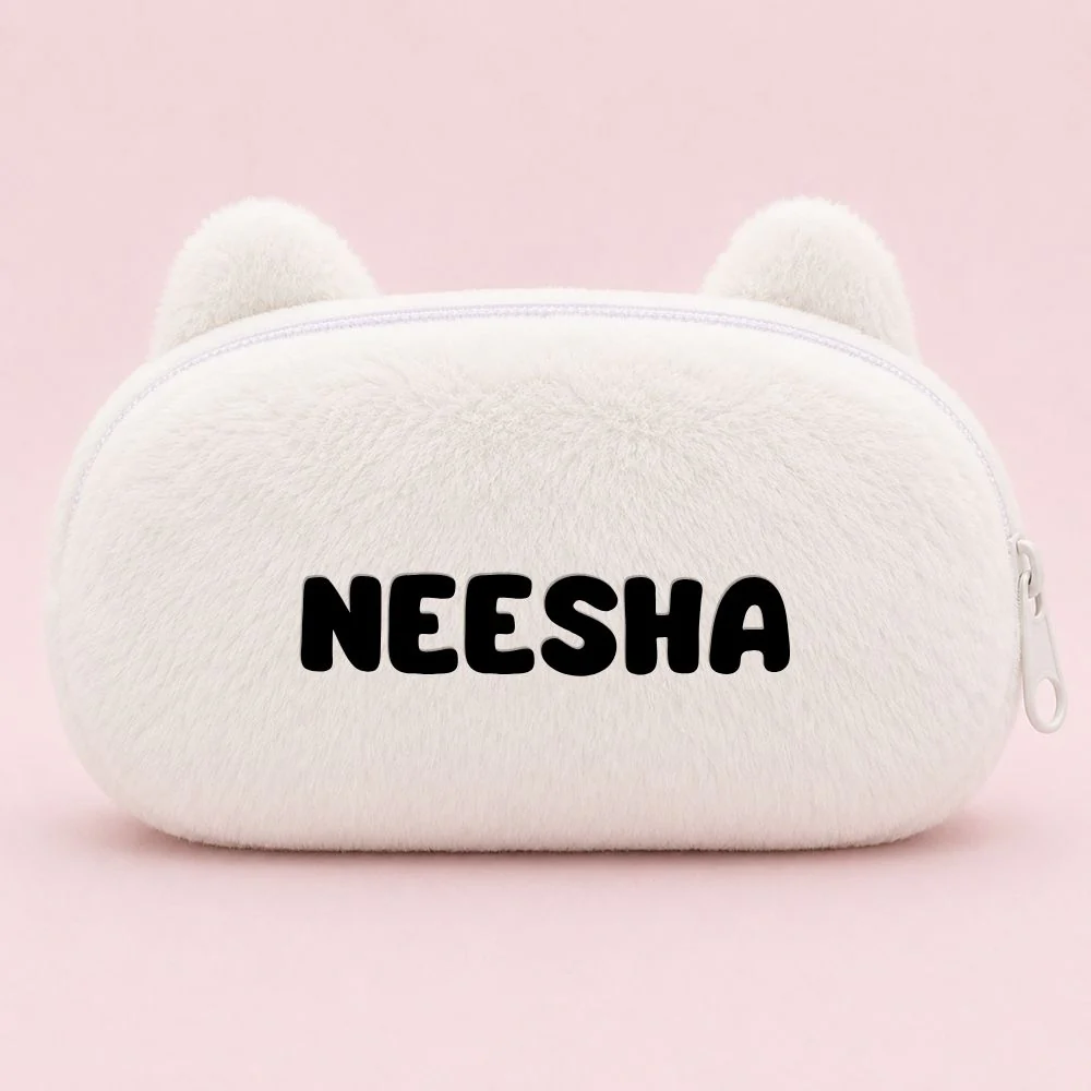 Customised Pencil Pouch with 3D Ears | Birthday Gift for Kids | Plush Faux Fur Pencil Box - Image 31