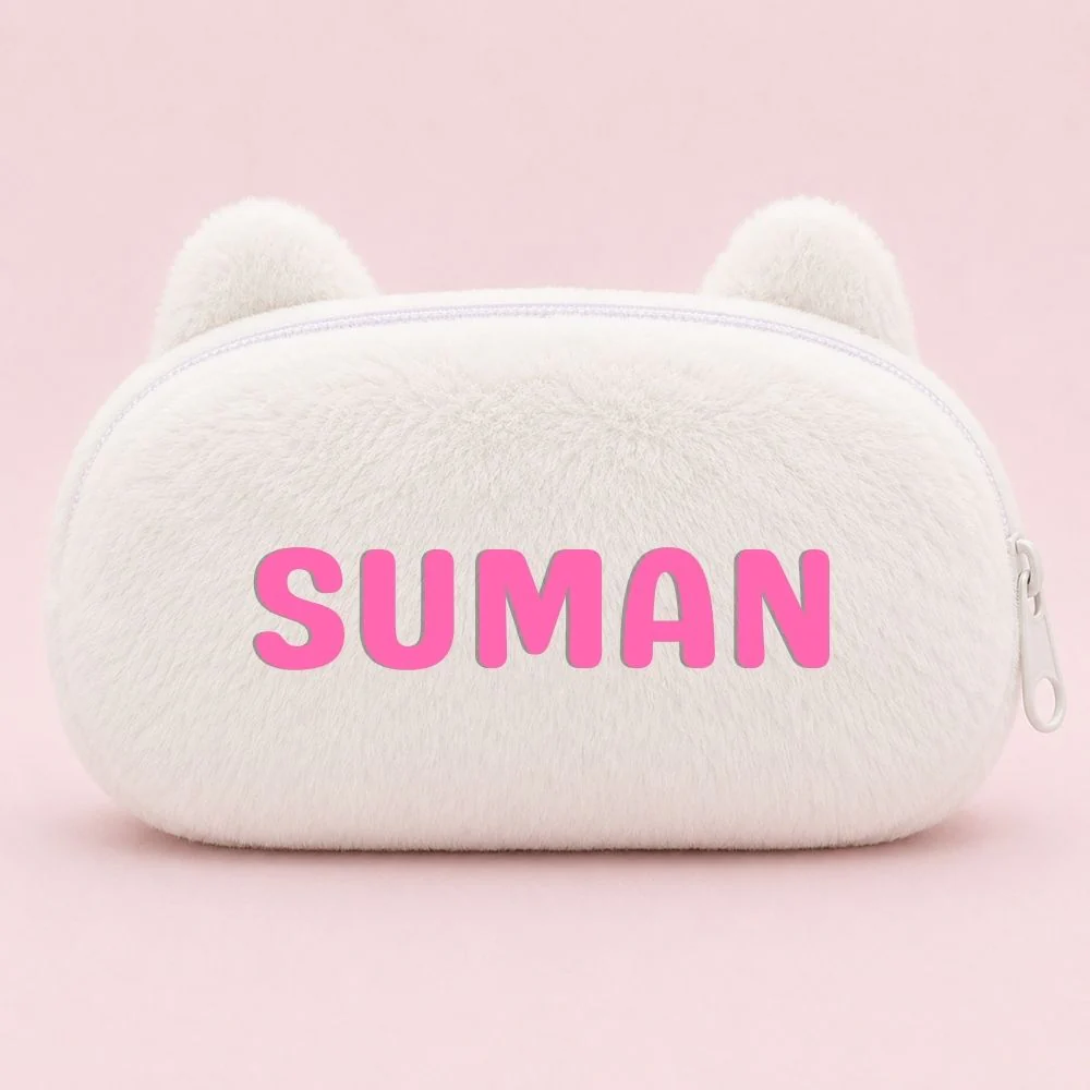 Customised Pencil Pouch with 3D Ears | Birthday Gift for Kids | Plush Faux Fur Pencil Box - Image 32