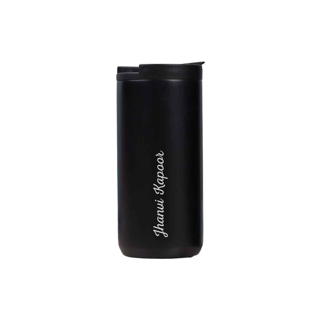 Customised Tea Coffee Tumbler Sipper Flask Set Of 2 (400 ML) - Black & White - Image 3