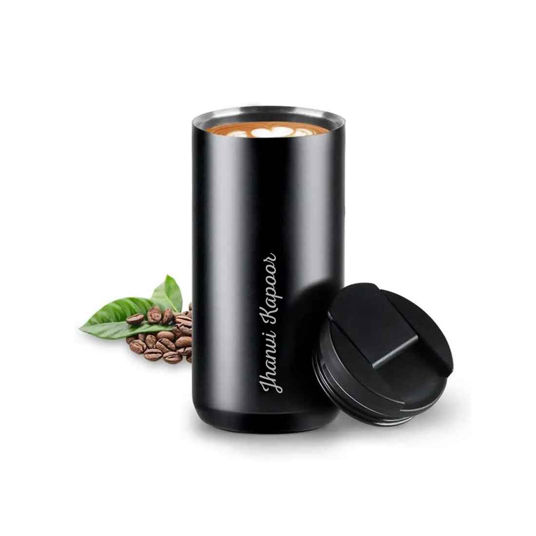 Customised Tea Coffee Tumbler Sipper Flask Set Of 2 (400 ML) - Black & White - Image 4