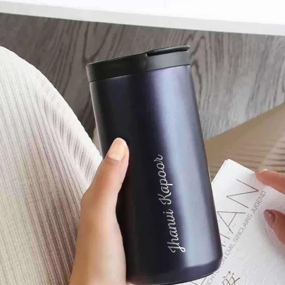 Customised Tea Coffee Tumbler Sipper Flask Set Of 2 (400 ML) - Black & White - Image 5