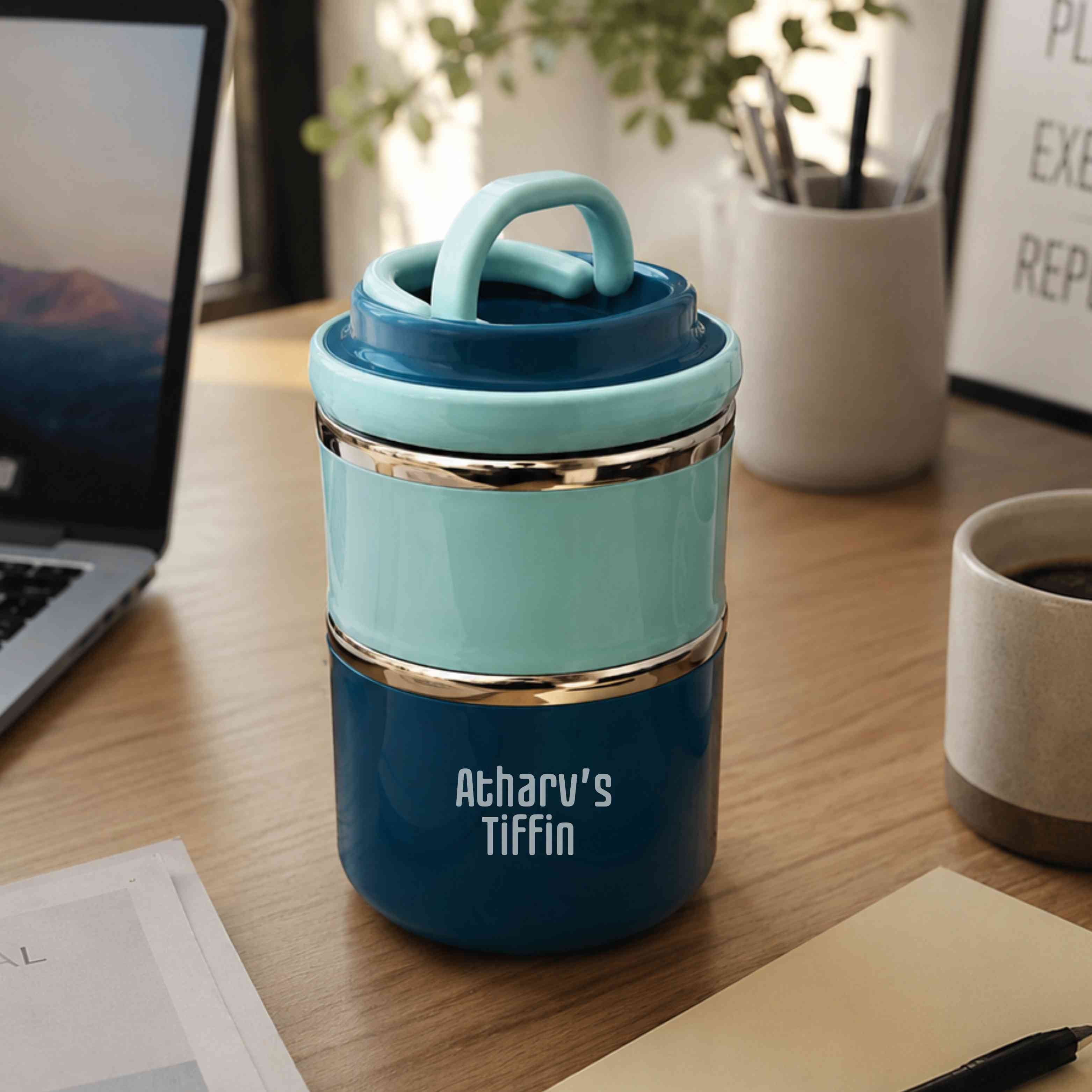 Customised Tiffin Box | 2-Layer Stainless Steel Lunch Box for Kids | BPA Free | Food Grade | Leakproof - Image 11