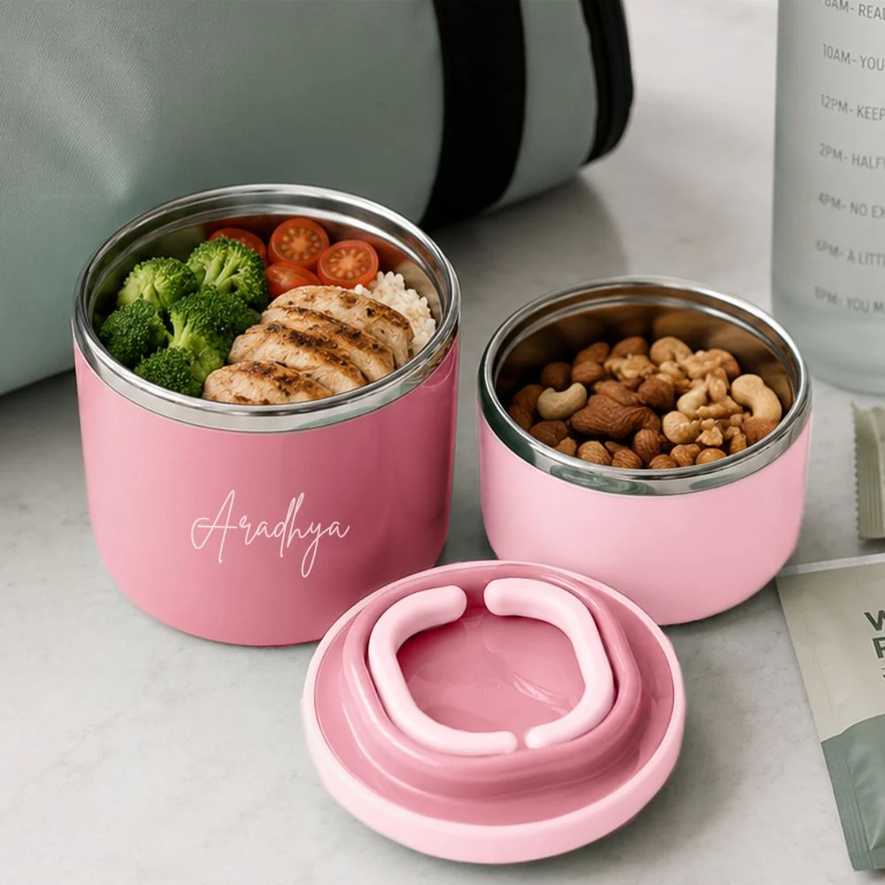 Customised Tiffin Box | 2-Layer Stainless Steel Lunch Box for Kids | BPA Free | Food Grade | Leakproof - Image 3