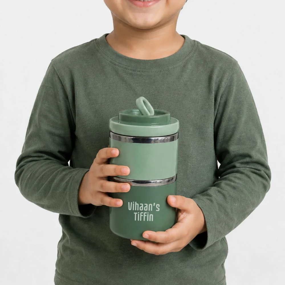 Customised Tiffin Box | 2-Layer Stainless Steel Lunch Box for Kids | BPA Free | Food Grade | Leakproof - Image 6