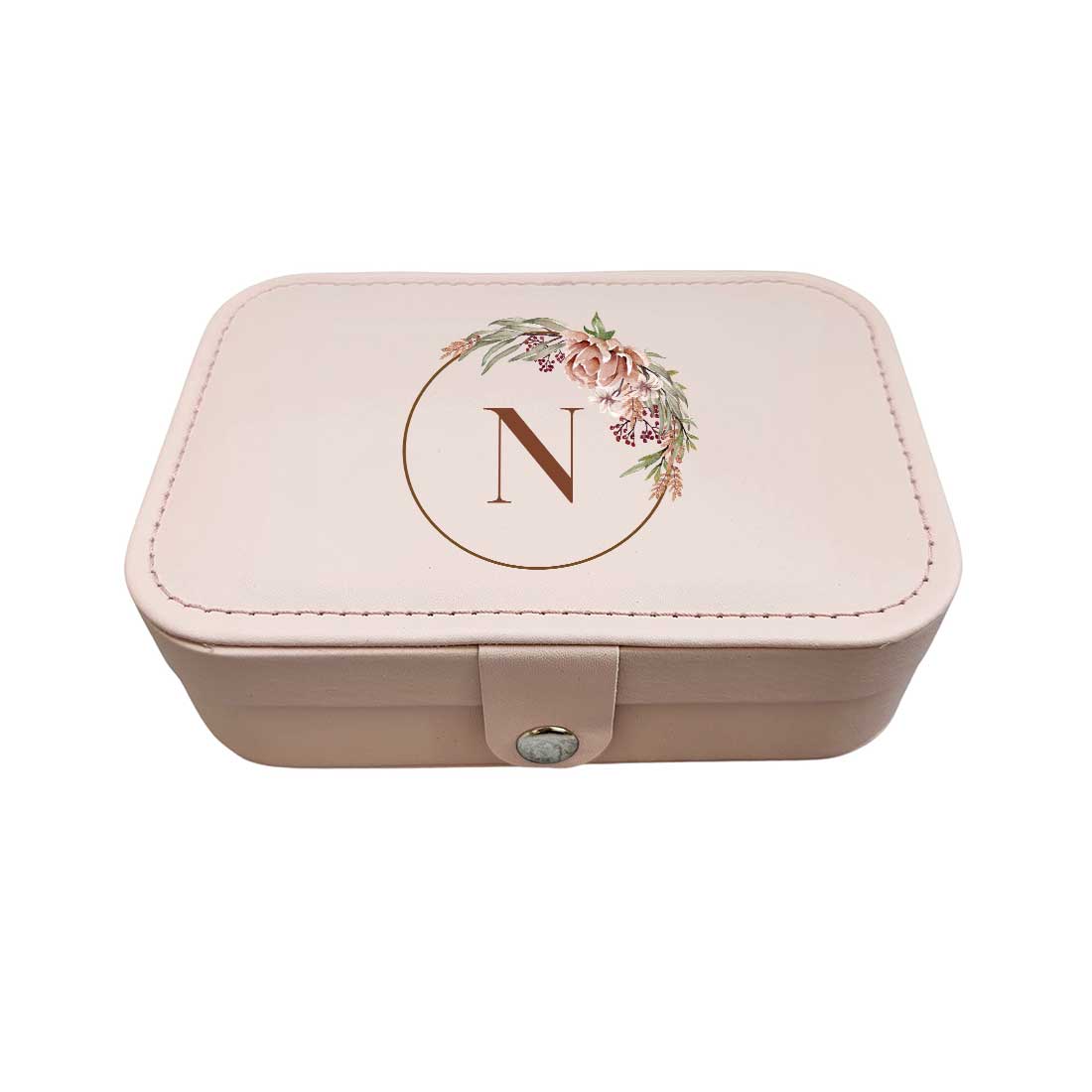 Customised Travel Jewellry Organiser Box for Earrings Pendant Rings - Floral Monogram - Image 10