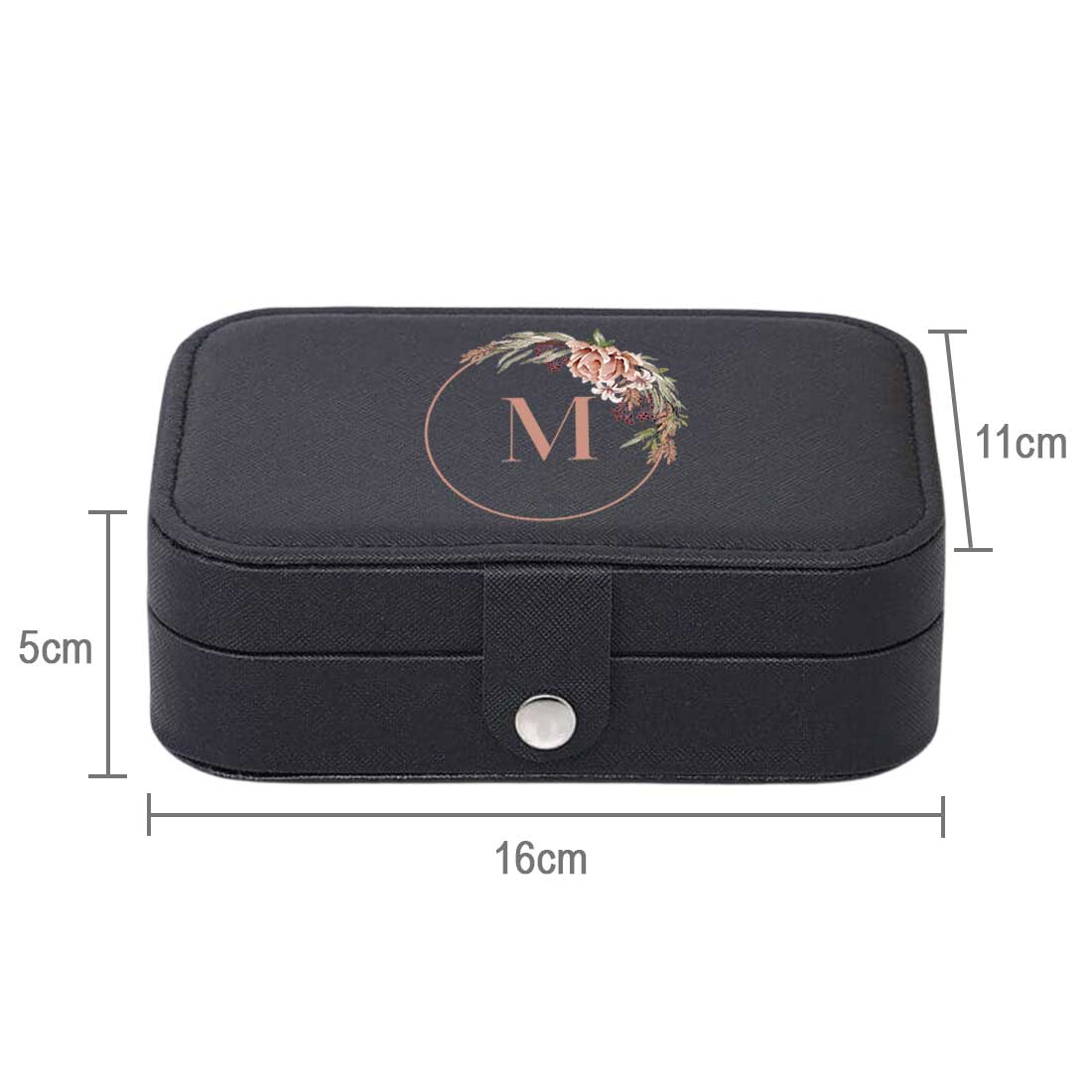 Customised Travel Jewellry Organiser Box for Earrings Pendant Rings - Floral Monogram - Image 9