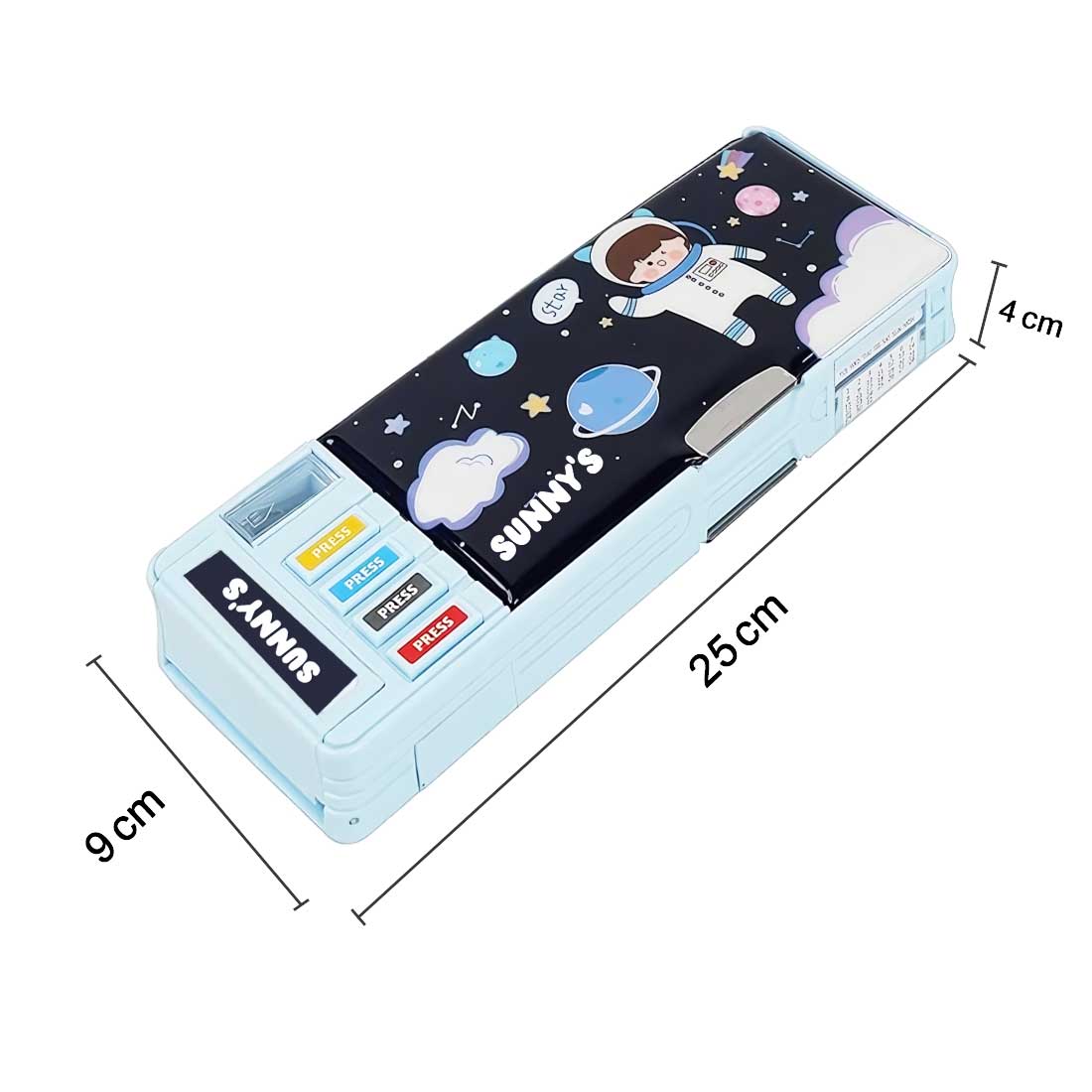 Customize Pencil Box with Name Switch Operated Multi-functional Compass Box for Kids with Press buttons - Image 23