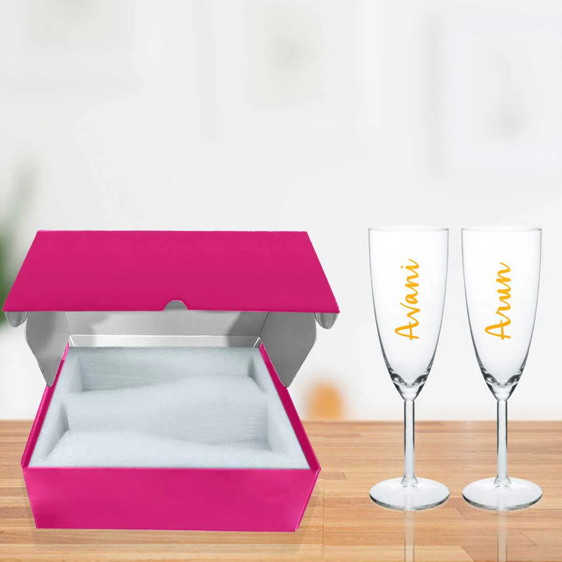 Customized Champagne Glasses With Name Gift for Couples - Add Names - Image 2