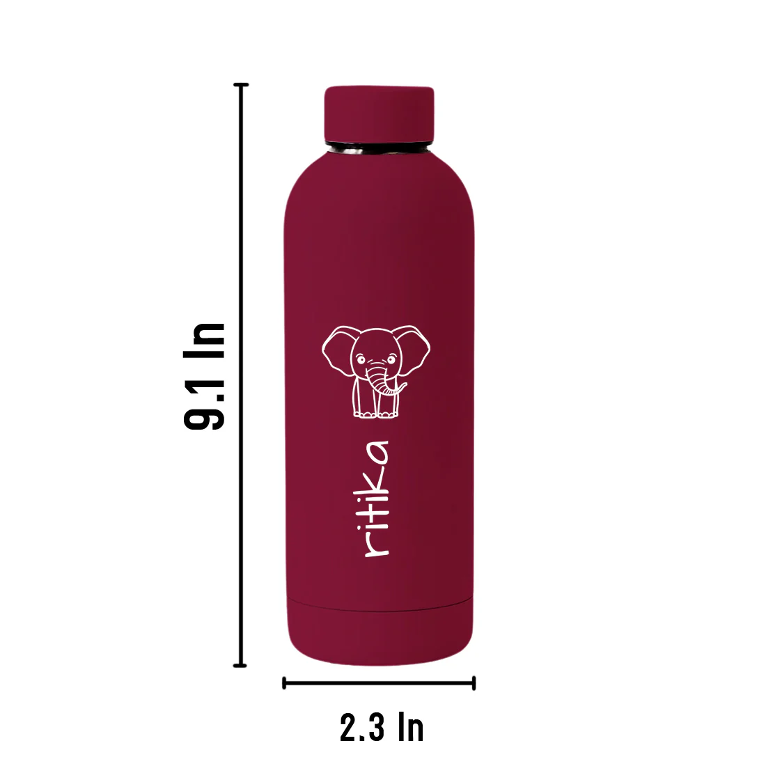 Customized Children's Drink Bottles with Name – Double Insulated, BPA-Free, Leakproof Bottles for Travel, School & Home - Elephant Design - Image 4