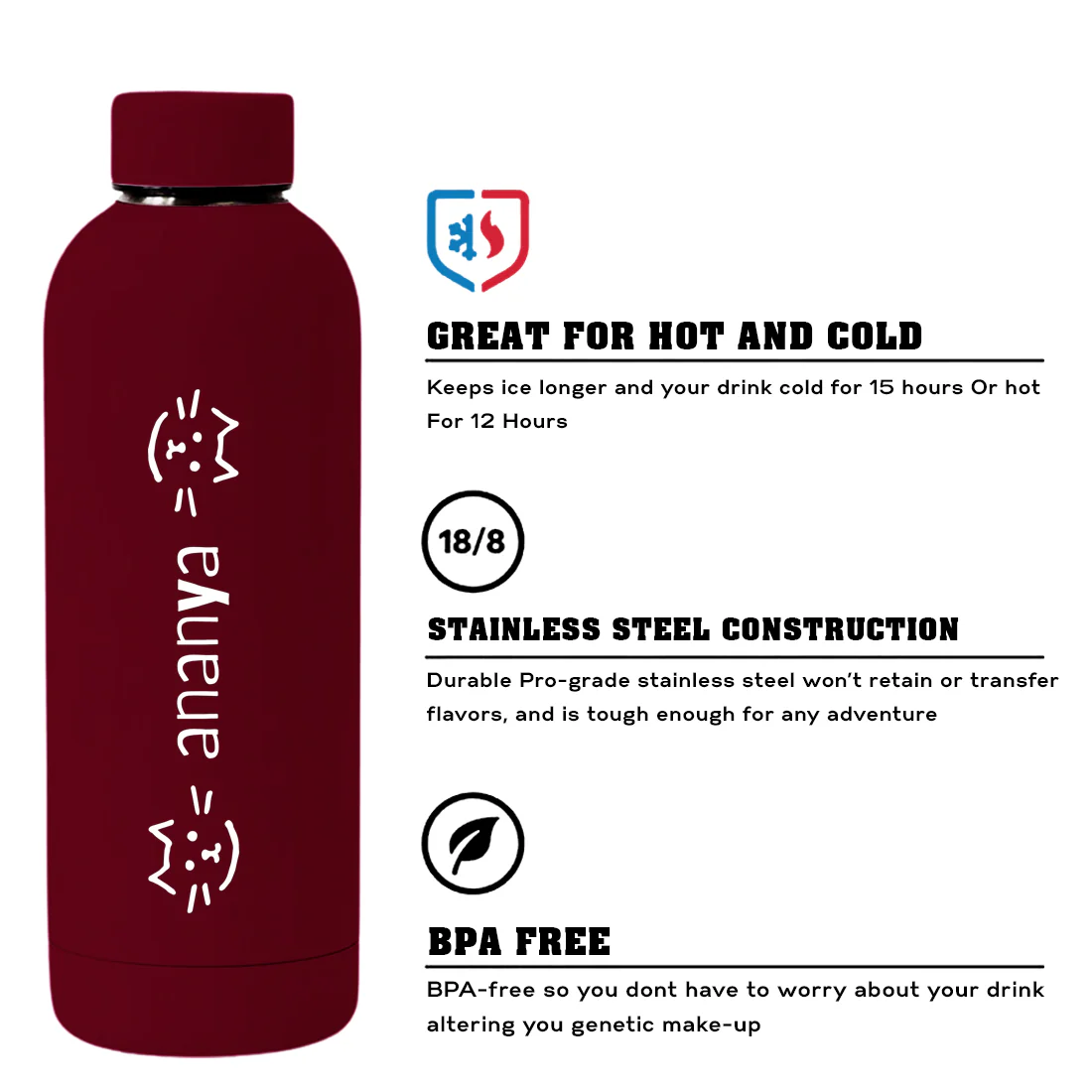 Personalized Children's Stainless Steel Water Bottle – 500ml Double Insulated, BPA-Free, Leakproof Thermos for School, Travel & Home - Image 10
