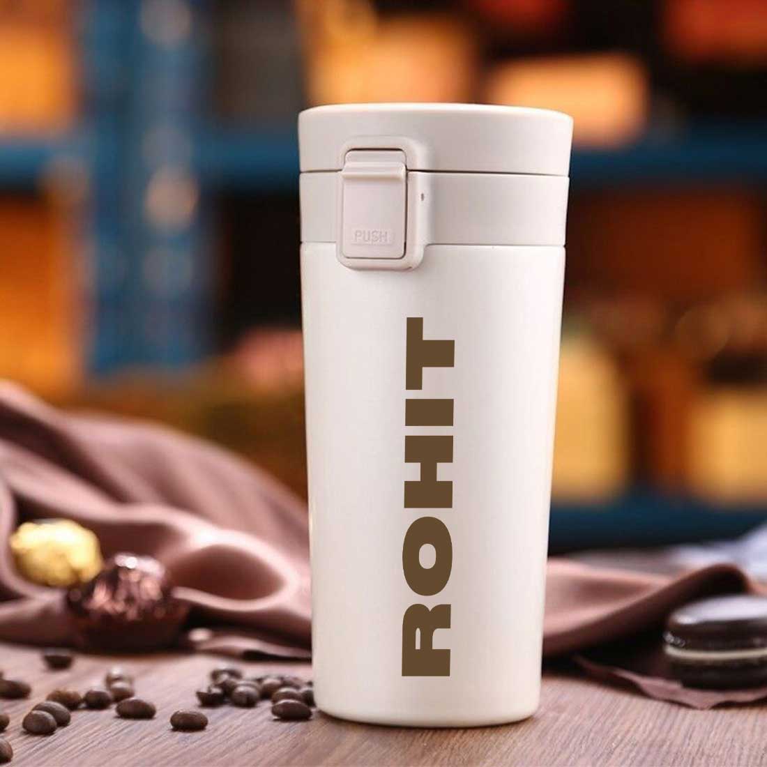 Customized Coffee Tumbler With Lid Travel Flask for Tea (380 ML) - Add Name - Image 2