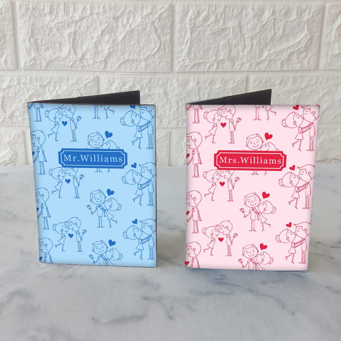 Customized Couple Passport Holder Luggage Tag Gift Box- Mr Mrs Passport Sleeve and Bag Tag Set - Image 5