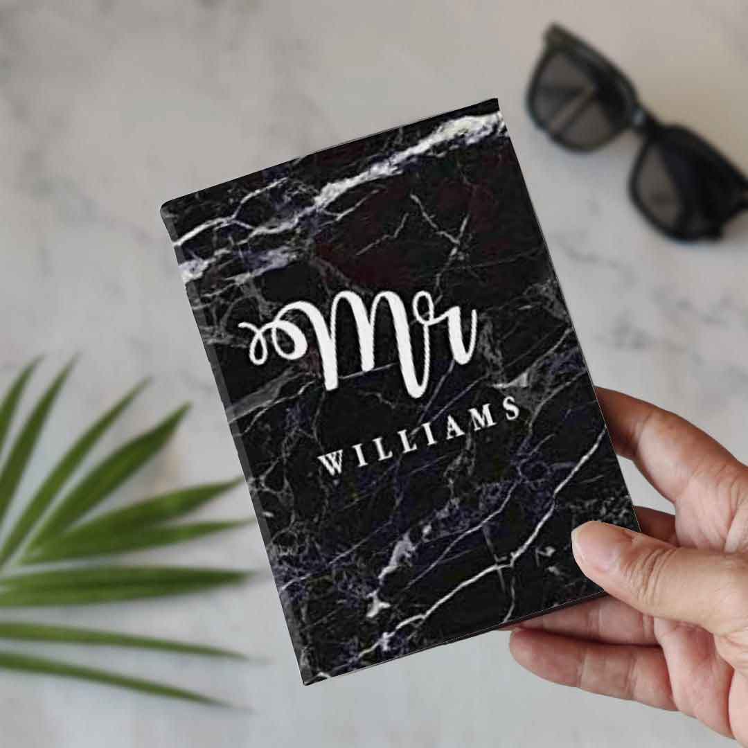 Nutcase Personalised Passport Covers for Couples Travel Holder for Men Women Set of 2 - Black Marble - Image 2