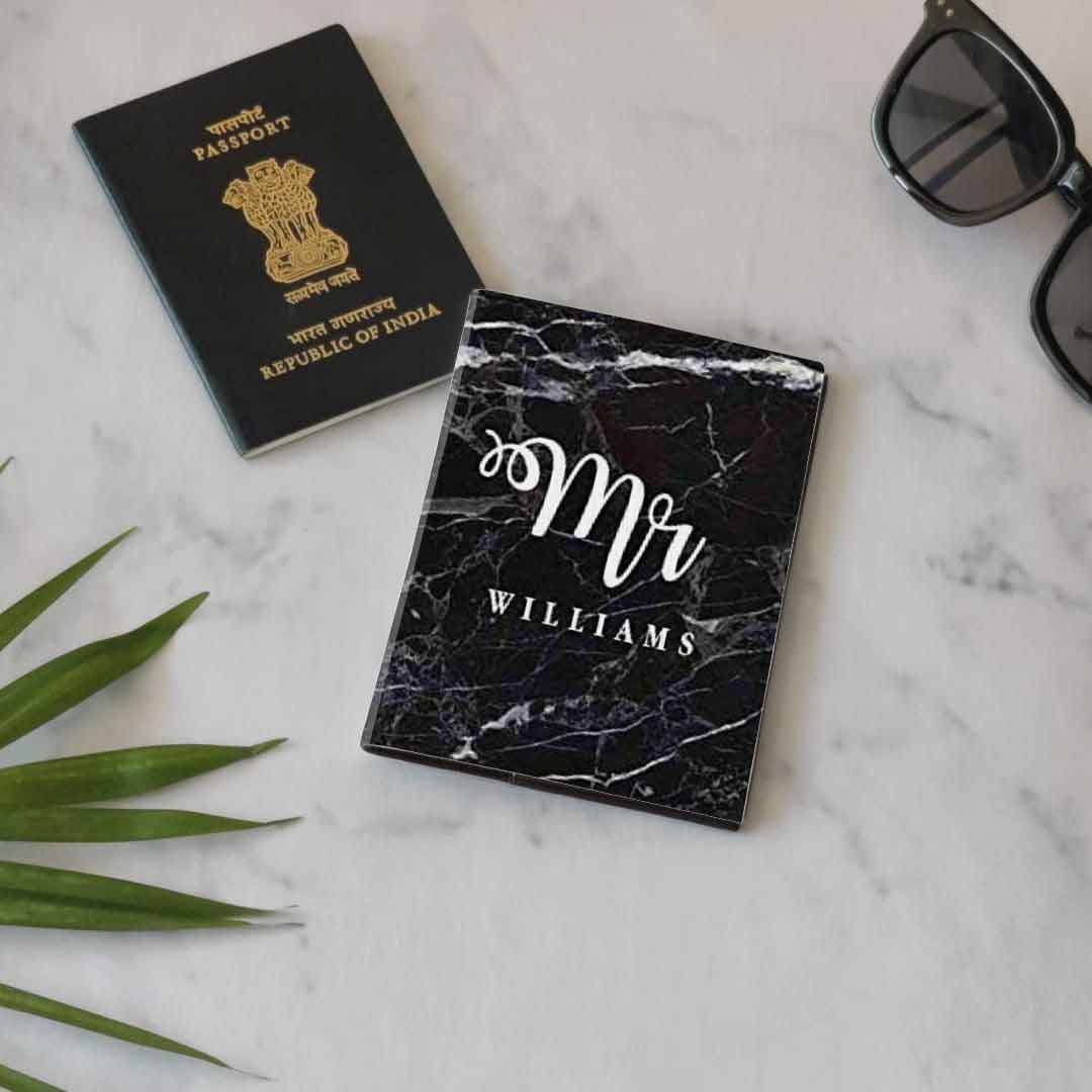 Nutcase Personalised Passport Covers for Couples Travel Holder for Men Women Set of 2 - Black Marble - Image 4