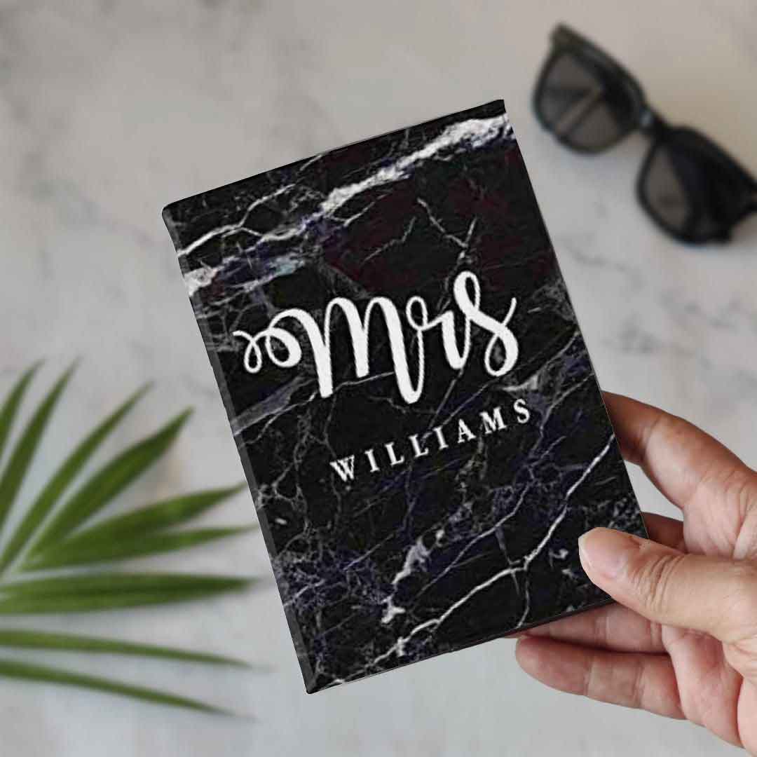 Nutcase Personalised Passport Covers for Couples Travel Holder for Men Women Set of 2 - Black Marble - Image 5