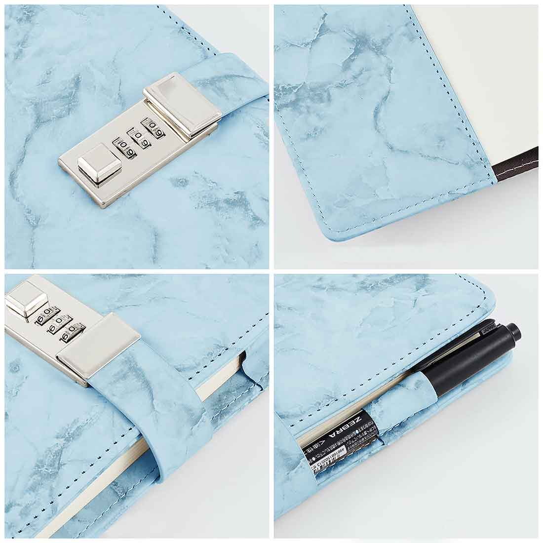 Customized Cute Diary with Lock - Marble Design Diaries with Pen - Image 5