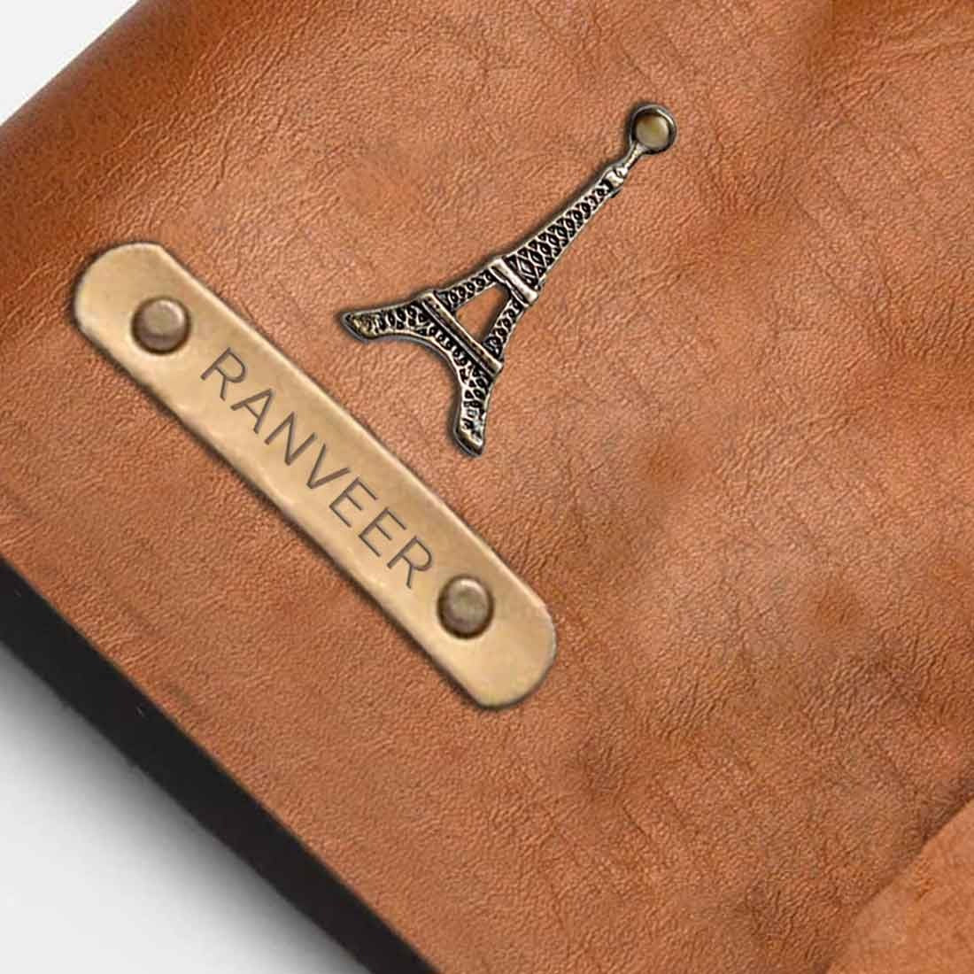 Customized Diary with Name and Charms Premium PU Leather Diaries and Brown Pen - Image 5