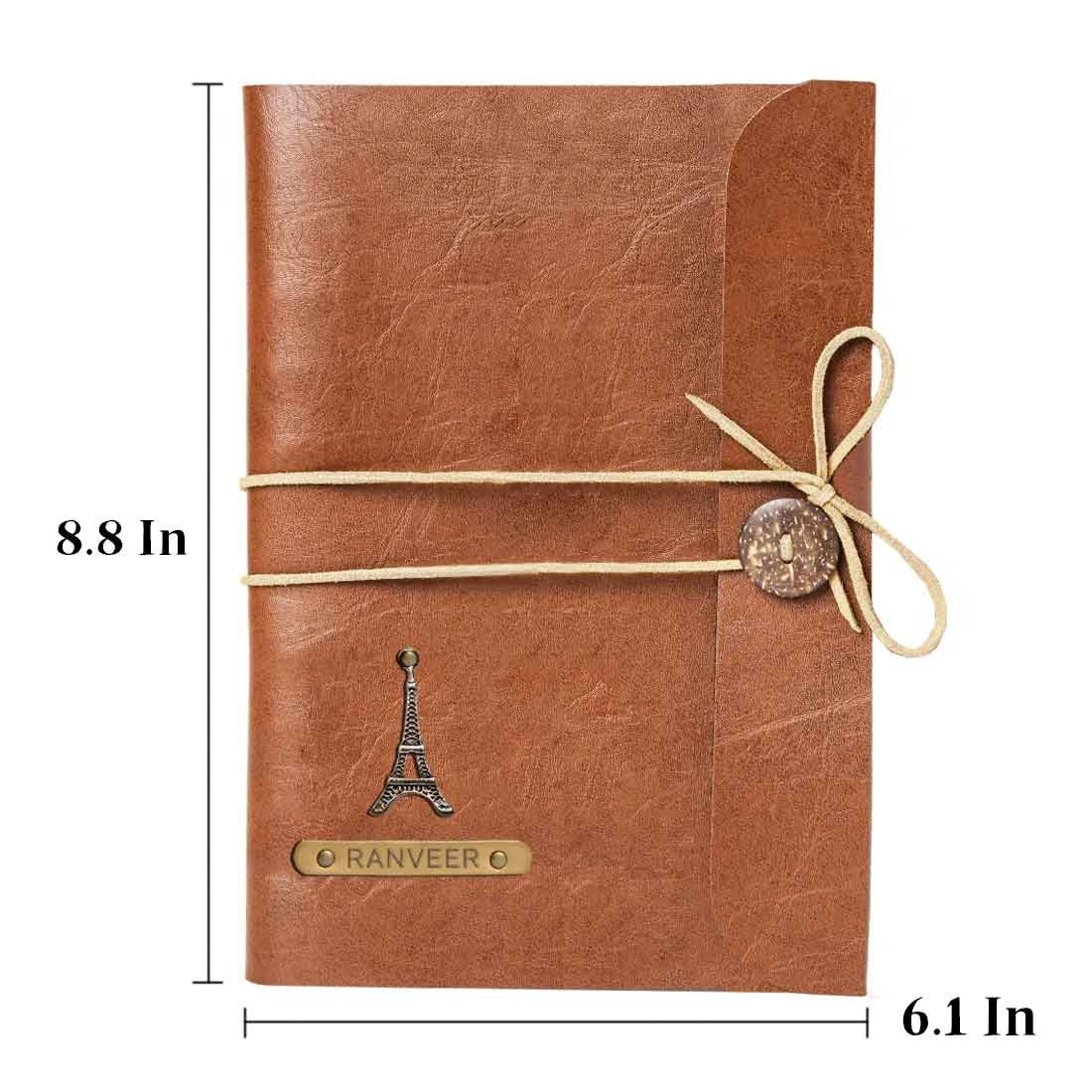 Customized Diary with Name and Charms Premium PU Leather Diaries and Brown Pen - Image 6
