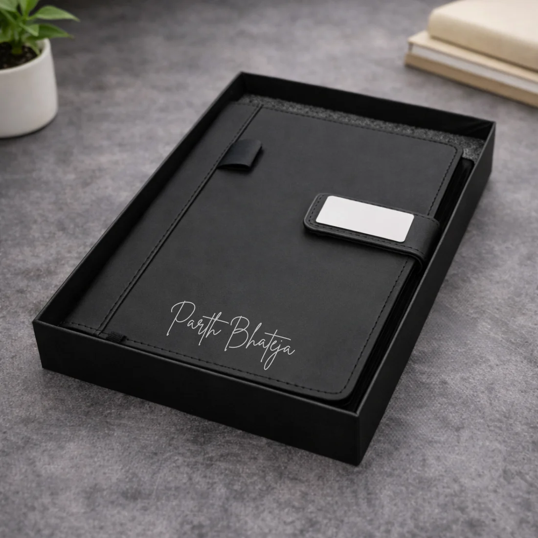 Customized Diary with Name Matching Engraved Pen | Premium Leatherette Diary with Name Black Gift Box - Image 12