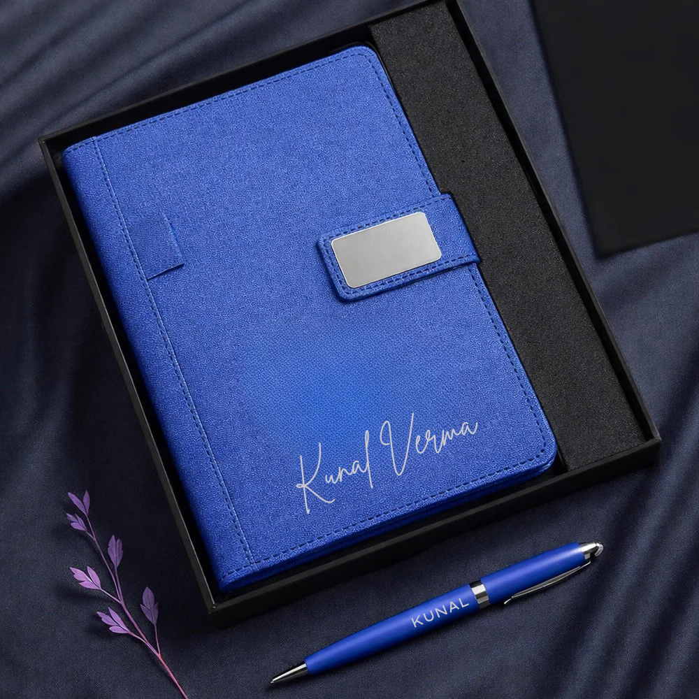 Customized Diary with Name Matching Engraved Pen | Premium Leatherette Diary with Name Black Gift Box - Image 6