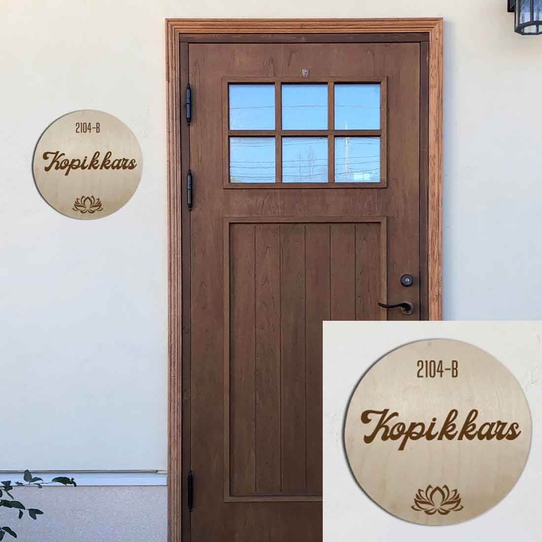 Customized Engrave Round Name Plate Design for Home Flat Wooden Name Board - Image 2