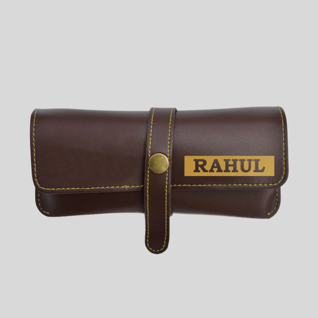 Personalised Glasses Case Custom Soft Pouch for Sunglass Holder - Premium Vegan Leather - Image 2