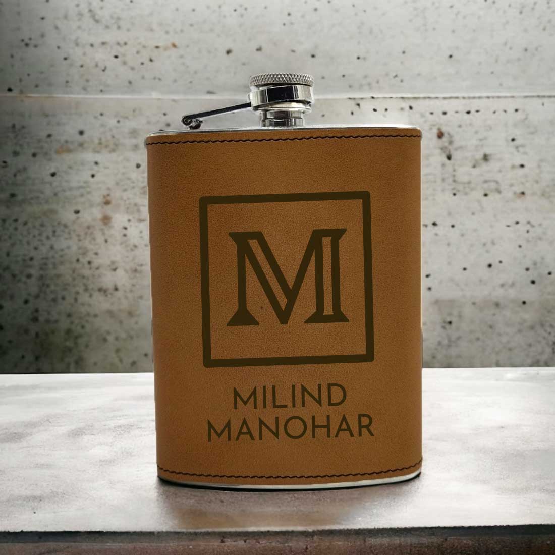 Customized Faux Leather Hip Flask With Funnel Gifts For Men - Monogram Name