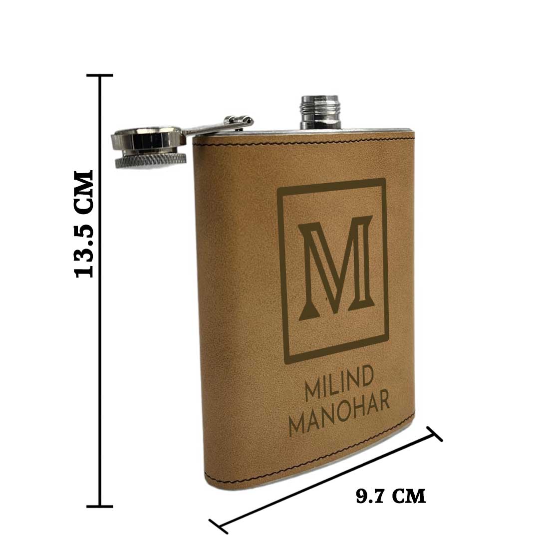 Customized Faux Leather Hip Flask With Funnel Gifts For Men - Monogram Name - Image 3