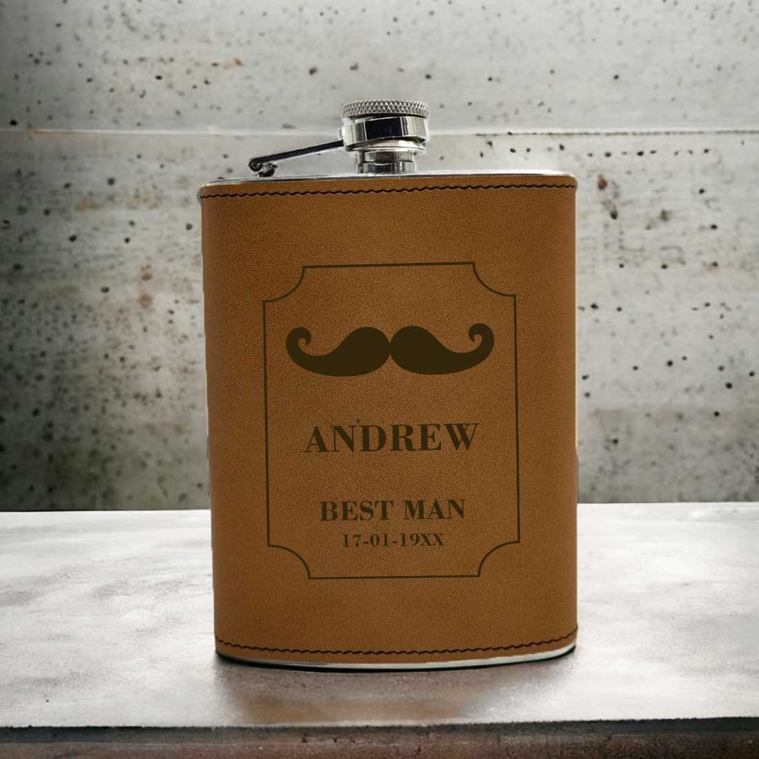 Customized Groomsmen Gifts PU Leather Hip Flask With Funnel - Best Man Bachelor Party Gift - Image 2