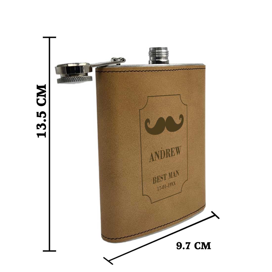 Customized Groomsmen Gifts PU Leather Hip Flask With Funnel - Best Man Bachelor Party Gift - Image 3