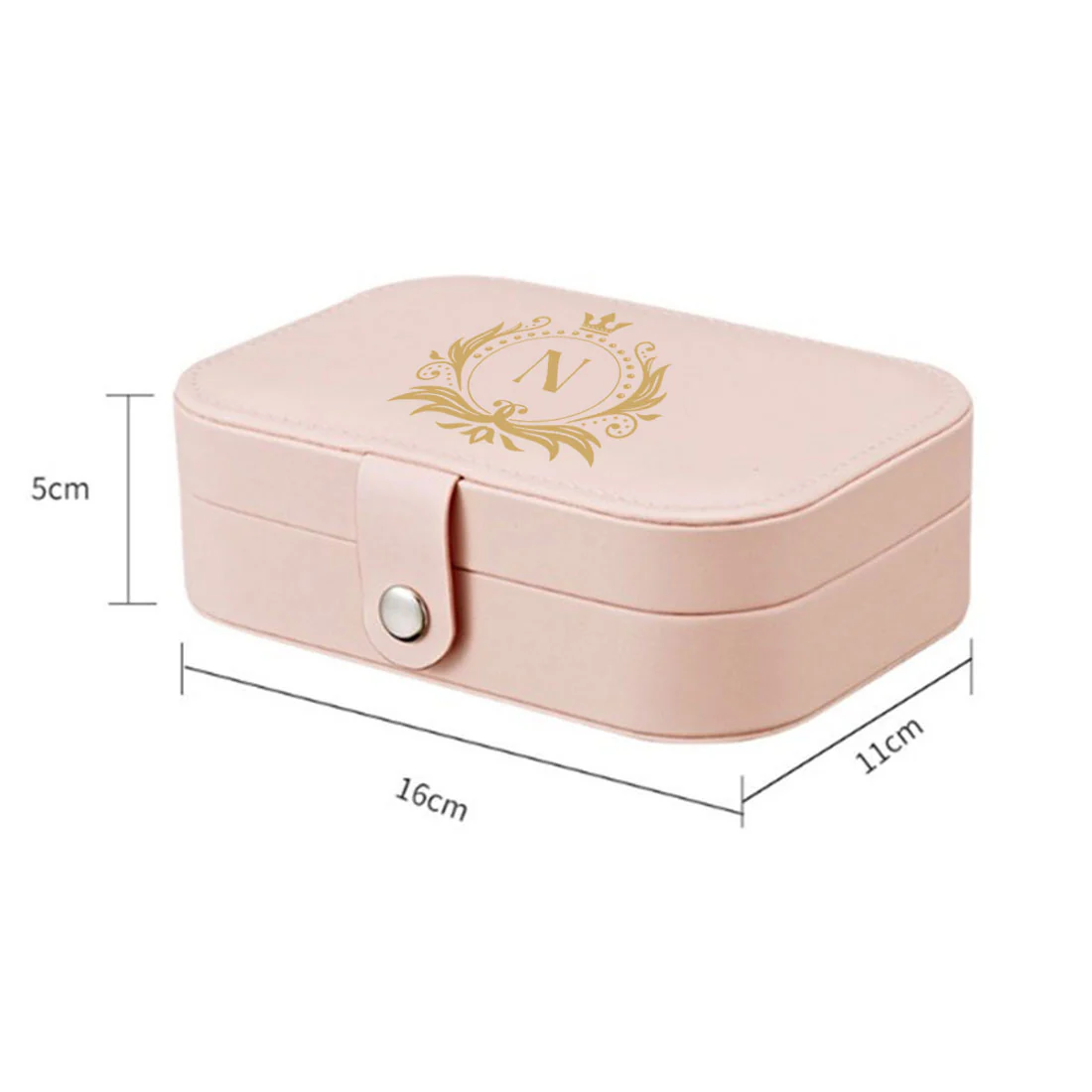 Customized Jewelry Box Organizer for Travel Storage Case for Rings Earrings and Pendants- Golden Monogram - Image 6