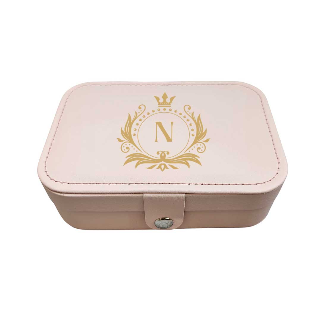 Customized Jewelry Box Organizer for Travel Storage Case for Rings Earrings and Pendants- Golden Monogram - Image 7