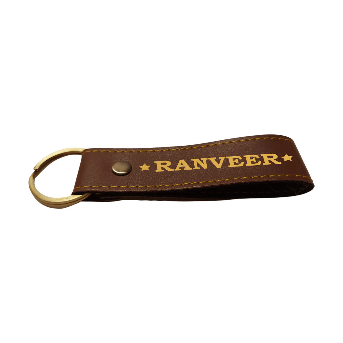 Personalized Key Chain Pu Leather Loop Keychain for Home- Star with Name - Image 3