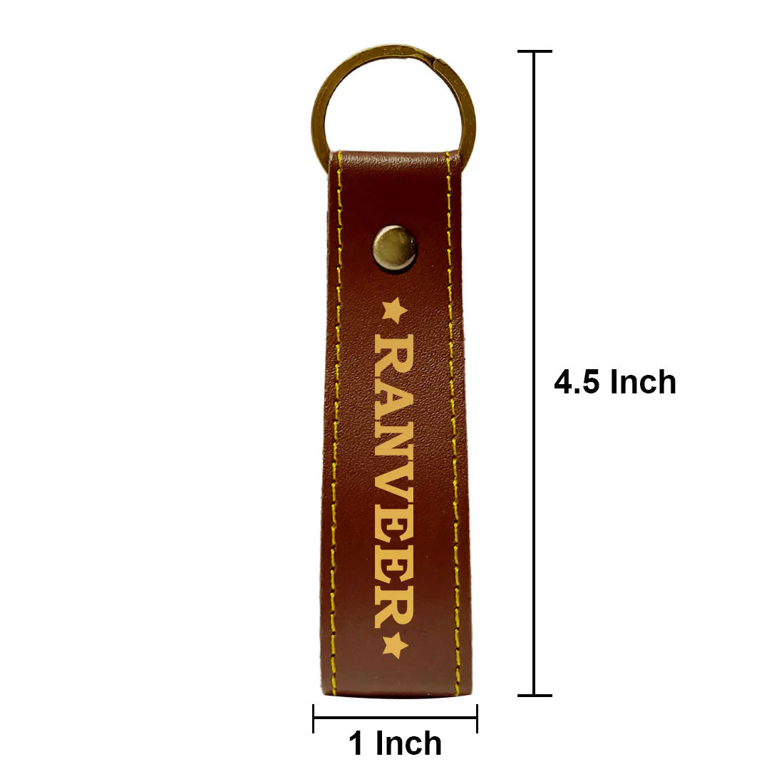 Personalized Key Chain Pu Leather Loop Keychain for Home- Star with Name - Image 4