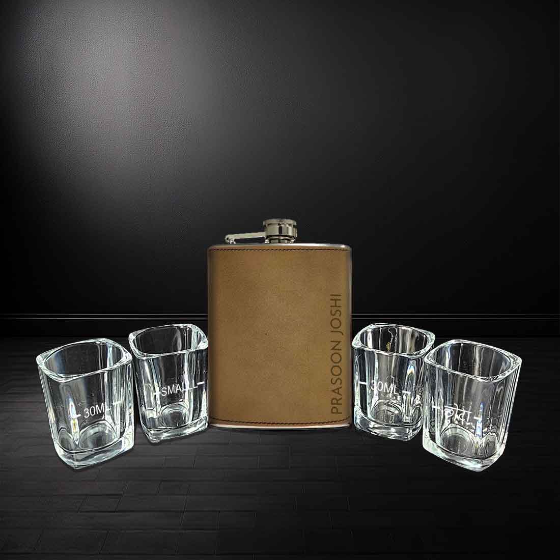 Customized Faux Leather Engraved Hip Flask With Funnel - Add Name - Image 2