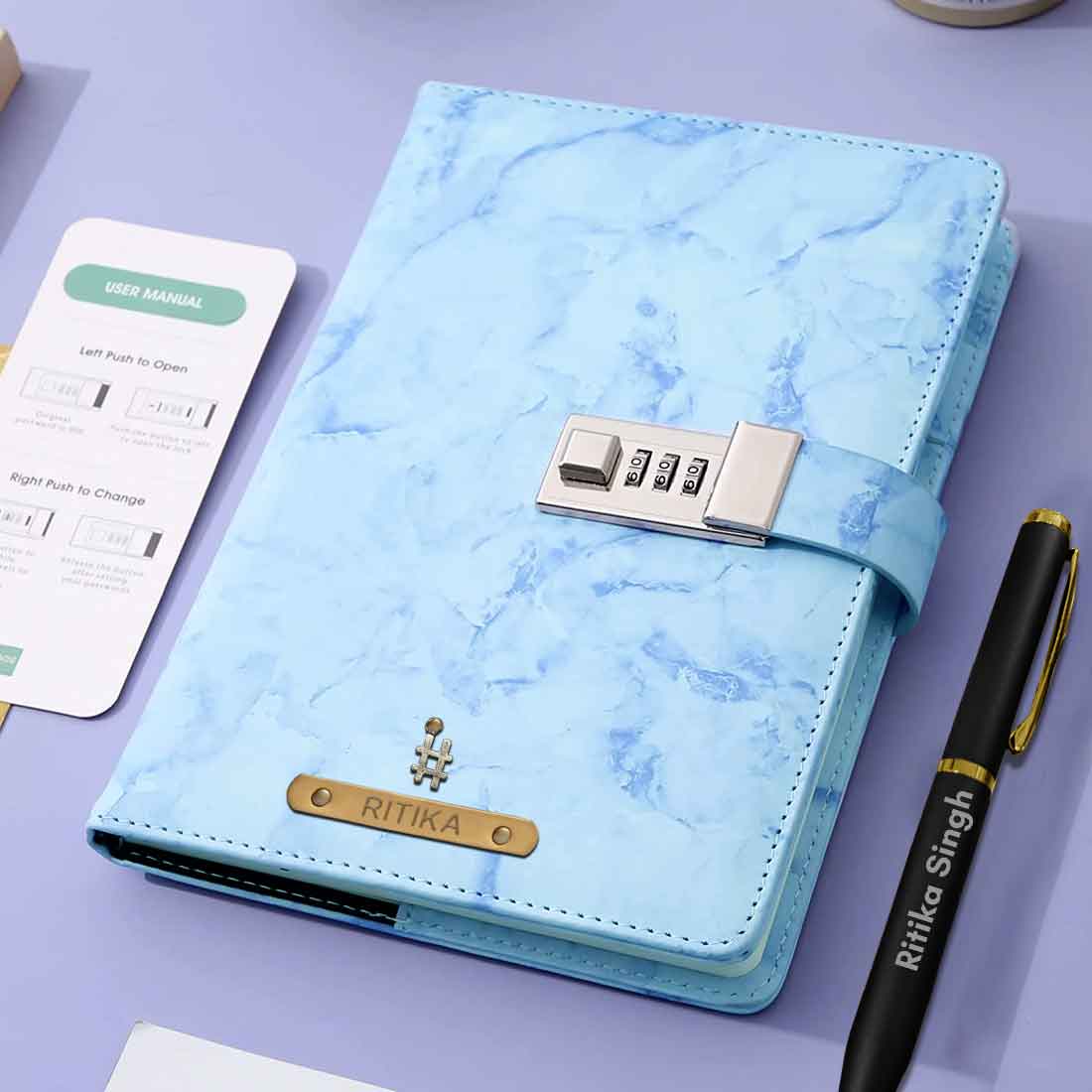 Customized Lockable Diary with Charms - Premium PU Leather Diaries with Pen - Image 2