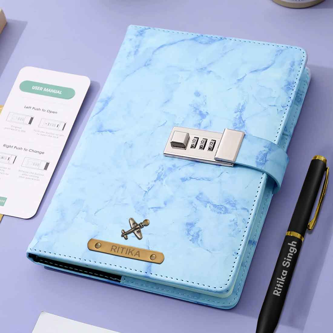 Customized Lockable Diary with Charms - Premium PU Leather Diaries with Pen - Image 7