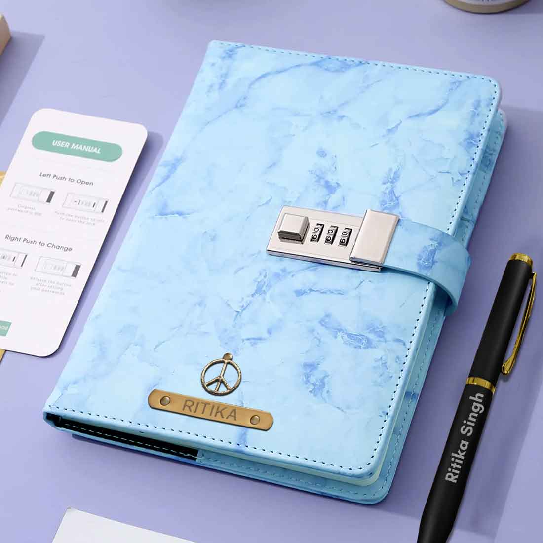 Customized Lockable Diary with Charms - Premium PU Leather Diaries with Pen - Image 8