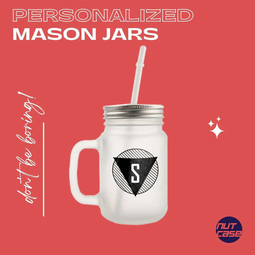 Personalized Mason Jar Glass - Monogram Triangle - Image 4
