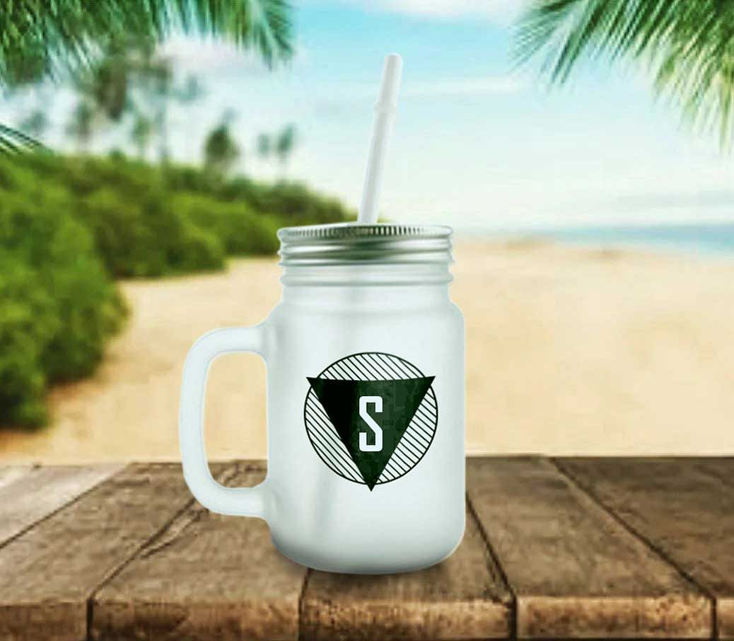 Personalized Mason Jar Glass - Monogram Triangle - Image 5