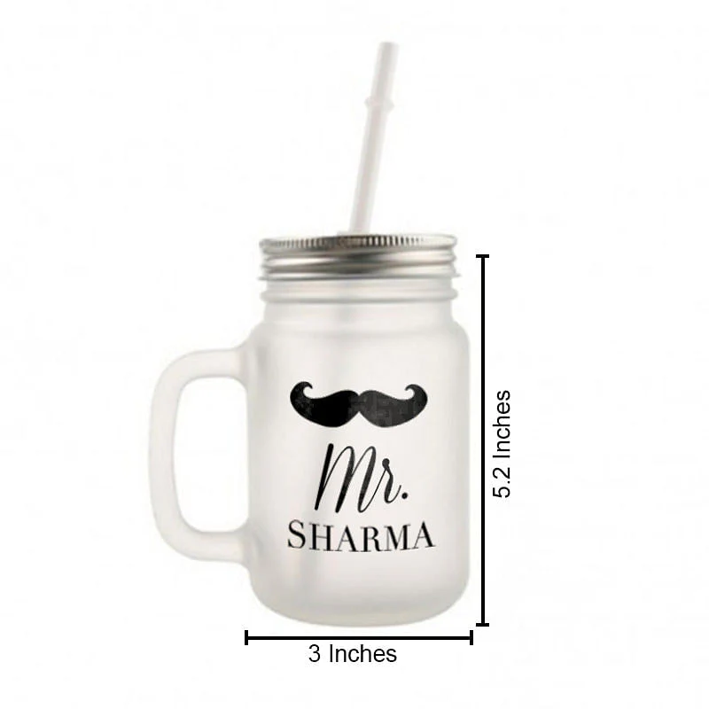 Customized Mason Jar Glass - Mustache Name - Image 3