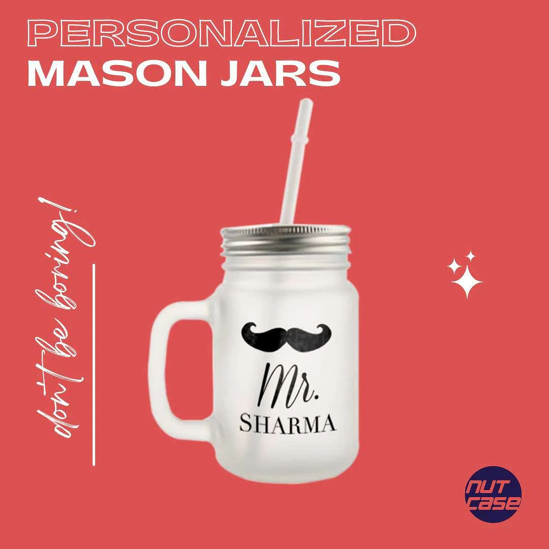 Customized Mason Jar Glass - Mustache Name - Image 4