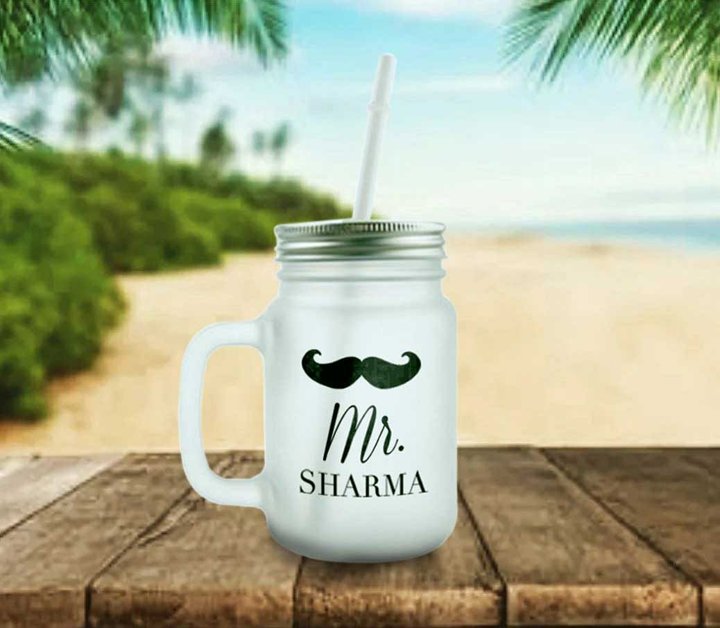 Customized Mason Jar Glass - Mustache Name - Image 5