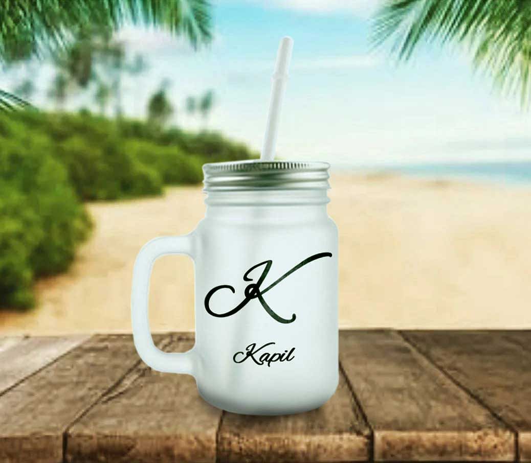 Customized Mason Jar Glass - Monogram