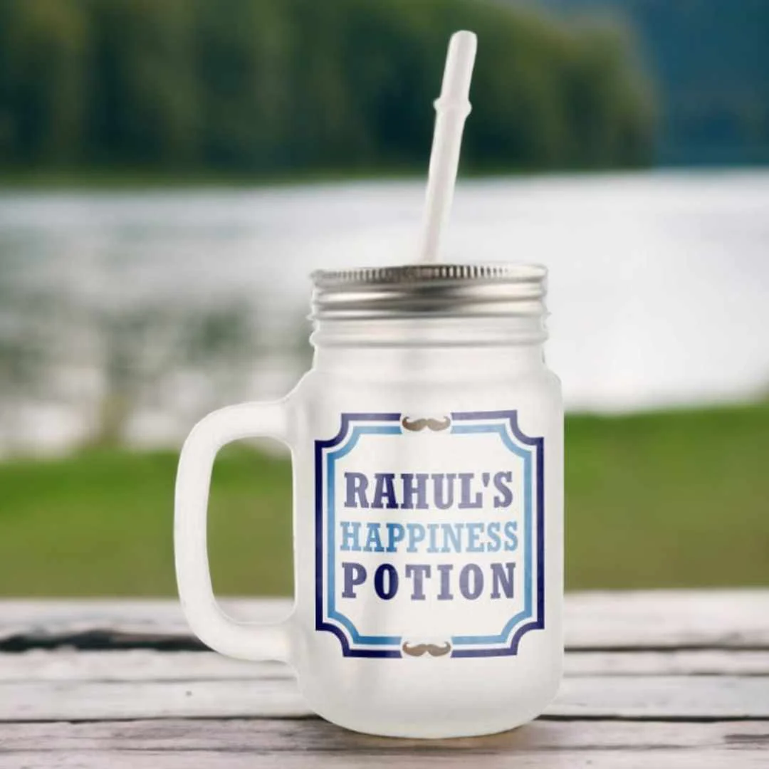 Customized Monogram Mason Jar - Happiness Potion