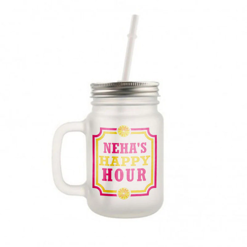 Customized Monogram Mason Jar - Happy Hour - Image 2