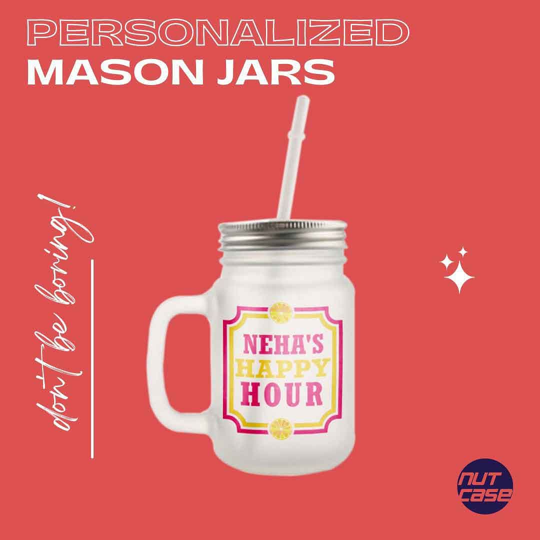 Customized Monogram Mason Jar - Happy Hour - Image 4